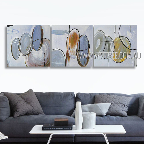 Tortuous Tarnishes Abstract Modern Artist Handmade 3 Piece Split Canvas Paintings Wall Art Set For Room Tracery