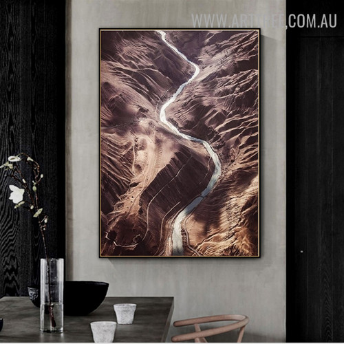Sandy Hills Abstract Artwork Landscape Modern Picture Canvas Print for Room Illumination