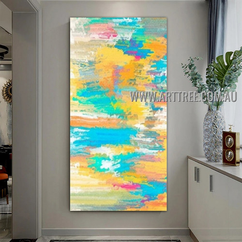 Colorful Smudge Design Abstract Heavy Texture Artist Handmade Modern Wall Art Painting for Room Adorn