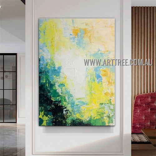 Particolored Attaint Abstract Heavy Texture Artist Handmade Modern Wall Art Painting for Room Ornament