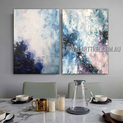 Polychrome Smears Abstract Modern Heavy Texture Artist Handmade 2 Piece Multi Panel Canvas Painting Wall Art Set For Room Ornament