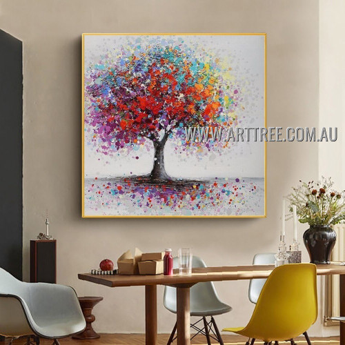 Chromatic Arbor Floral Abstract Heavy Texture Artist Handmade Modern Art Painting for Room Garniture