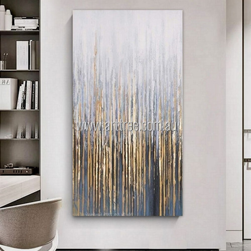 Glossy Streaks Modern Heavy Texture Artist Handmade Abstract Canvas Acrylic Painting For Room Outfit