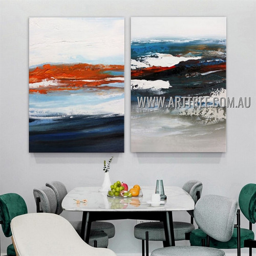 Colored Stigma Abstract Modern Heavy Texture Artist Handmade 2 Piece Split Panel Canvas Painting for Room Adornment