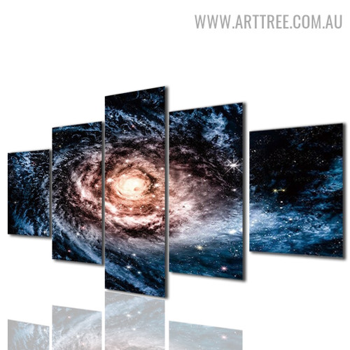 Galaxy Naturescape Modern 5 Multi Panel Art Image Canvas Print for Room Wall Garnish