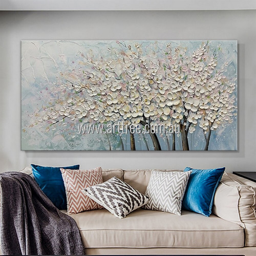 Floweret Arbors Botanical Modern Heavy Texture Artist Handmade Abstract Stretched Canvas Oil Painting For Office Decor