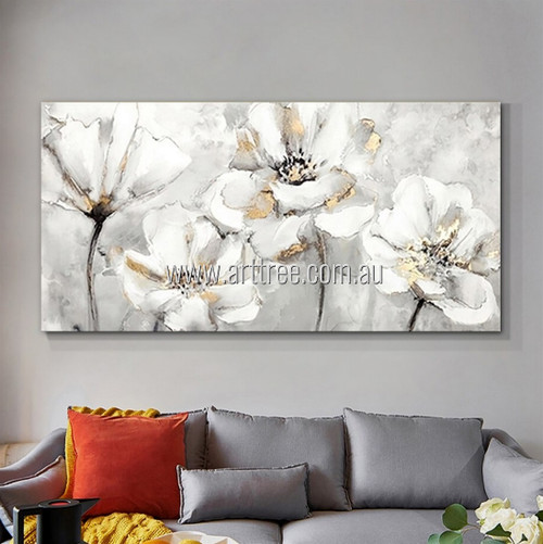 Flower Art Floral Abstract Heavy Texture Artist Handmade Stretched Framed Modern Art Oil Paintings For Wall Decor Australia