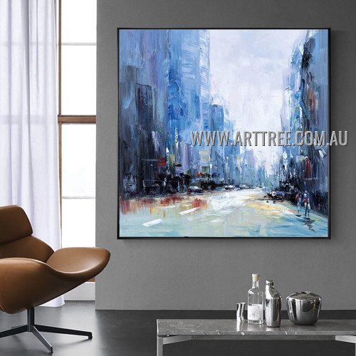 Street View City Architecture Abstract Heavy Texture Artist Handmade Modern Wall Art Painting for Room Spruce