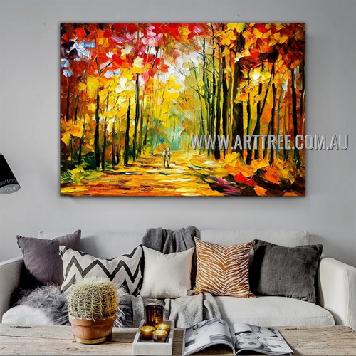 Autumn Fall Landscape Modern Heavy Texture Artist Handmade Abstract Artwork Painting for Room Ornament