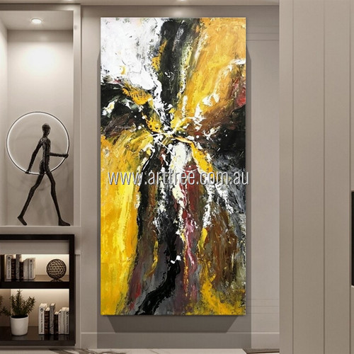 Varicolored Splotches Abstract Heavy Texture Artist Handmade Modern Stretched Wall Art Painting For Room Décor