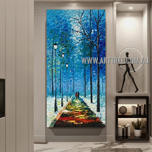 Colored Path Botanical Abstract Heavy Texture Artist Handmade Modern Wall Art Painting for Room Getup