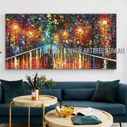 Colorific Runway Tree Botanical Abstract Heavy Texture Artist Handmade Modern Wall Art Painting for Room Ornament