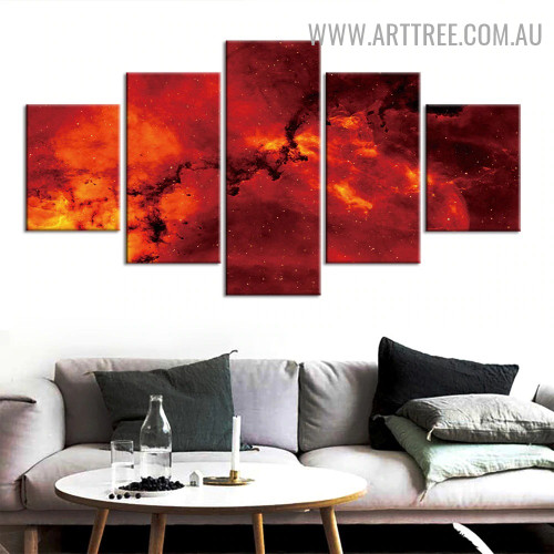 Motley Clouds Stars 5 Piece Naturescape Modern Over Size Image Canvas Painting Print for Room Wall Getup