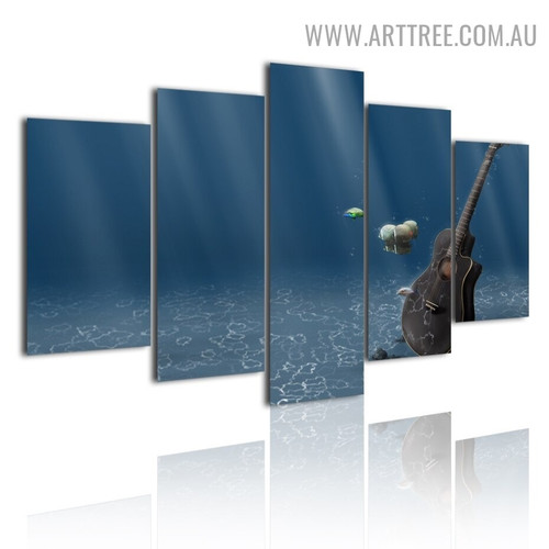 Deep Ocean Water Seascape Modern 5 Piece abstract Large Canvas Wall Painting Image Canvas Print for Room Finery