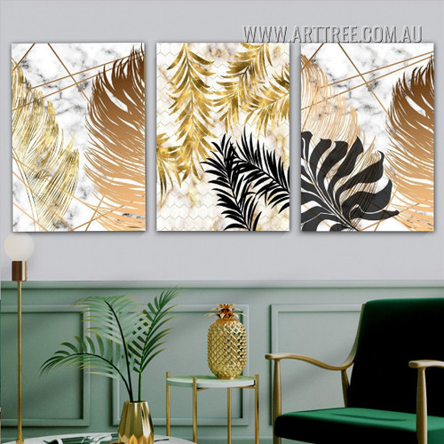 Tropical Palm Leaflets Modern Abstract Art Photograph Framed 3 Piece Canvas Print for Room Wall Assortment