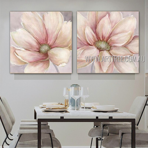 Cosmos Floral Modern Handmade Framed 2 Piece Multi Panel Wall Painting Set For Room Outfit