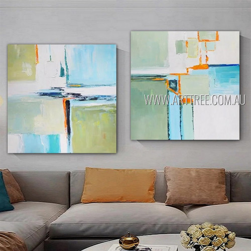 Flaws Wall Art Set Modern Abstract Framed 2 Piece Multi Panel Oil Painting For Room Decor