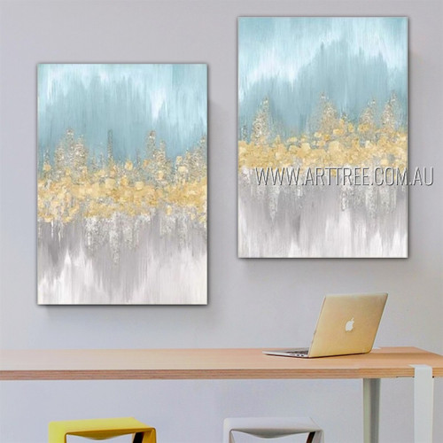 Speckles Wall Art Set Abstract Modern Handmade 2 Piece Multi Panel Painting for Room Garnish