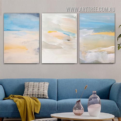 Colorific Splash Abstract Scandinavian Framed Painting Picture 3 Panel Watercolour Canvas Print for Room Wall Finery