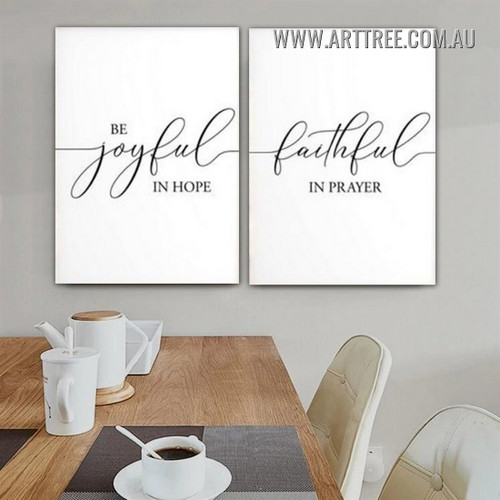 Be Joyful In Hop Faithful In Prayer Typography Modern Painting Picture 2 Piece Wall Art Set Print for Room Wall Décor