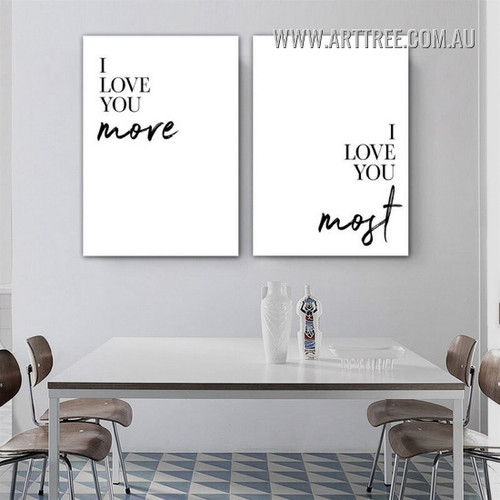 I Love You More Quotes Modern 2 Piece Framed Minimalist Painting Photograph Canvas Print for Room Wall Finery