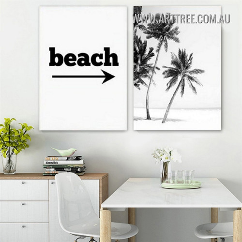 Palm Trees Botanical Vintage Painting Picture Canvas 2 Piece Wall Art Prints for Room Drape