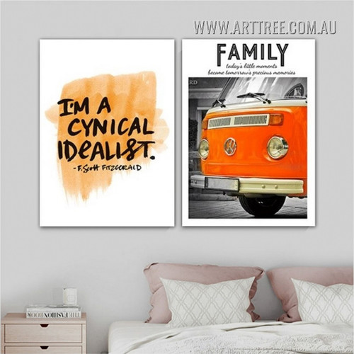 A Cynical Idealist Typography Vintage 2 Piece Framed Nordic Painting Photograph Canvas Print for Room Wall Finery