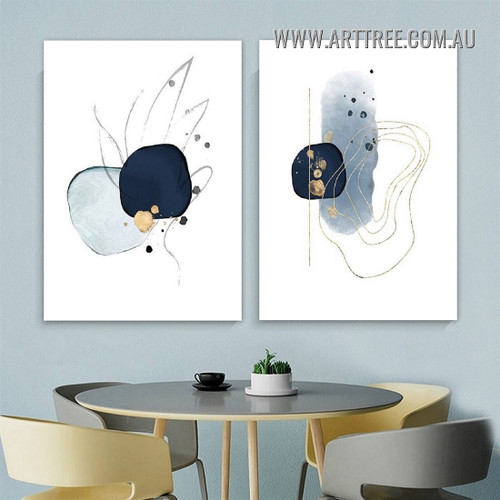 Roundabout Streaks Abstract Watercolor Modern Painting Picture 2 Piece Canvas Wall Art Prints for Room Embellishment