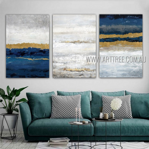 Calico Splashes Abstract Modern Heavy Texture Artist Handmade Framed 3 Piece Multi Panel Canvas Oil Painting Wall Art Set For Room Décor