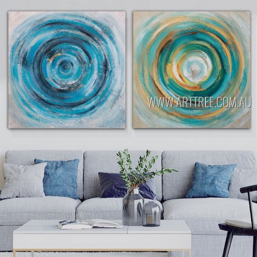 Wandering Smears Abstract Modern Heavy Texture Artist Handmade Framed 2 Piece Multi Panel Canvas Oil Painting Wall Art Set For Room Ornament