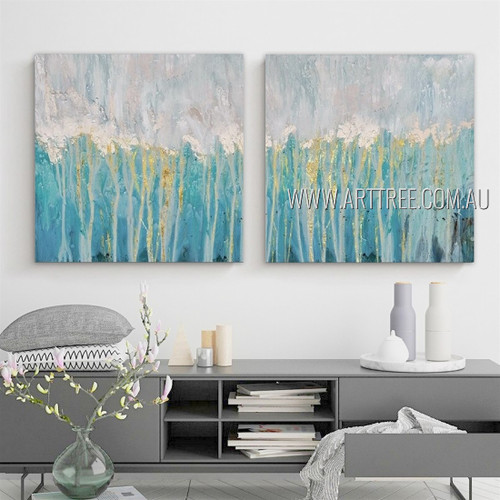 Streaks Artwork Abstract Modern Heavy Texture Artist Handmade Framed 2 Piece Split Panel Painting For Room Décor