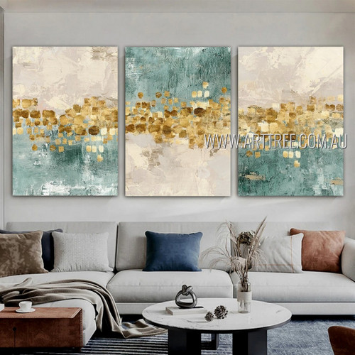 Flaws Abstract Modern Heavy Texture Artist Handmade Framed Stretched 3 Piece Multi Panel Canvas Oil Painting For Room Décor