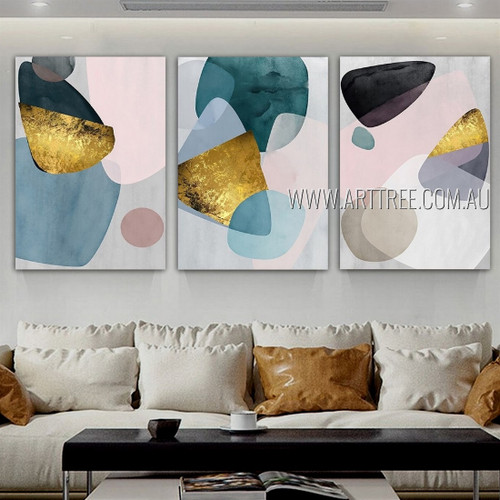 Jaunty Abstract Nordic Heavy Texture Artist Handmade Framed Stretched 3 Piece Multi Panel Painting Wall Art Set For Room Ornament