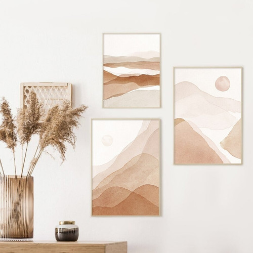 Sandy Mounts Sky Landscape Photograph Scandinavian Abstract 3 Piece Set Canvas Print for Room Wall Art Moulding