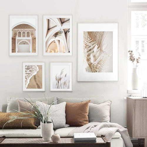 Moroccan Arched Door Abstract Photograph Scandinavian Landscape 5 Piece Set Canvas Print for Room Wall Art Embellishment