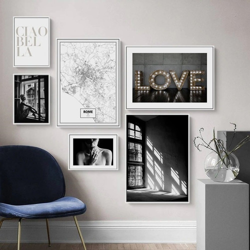 Fashionable Dame Abstract Nordic Photograph Figure 6 Piece Set Canvas Print for Room Wall Artwork Trimming