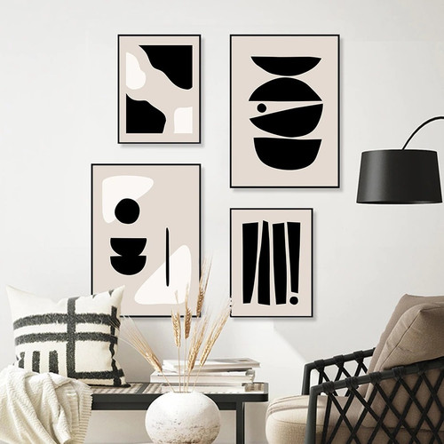 Half Scansion Maculas Circles Geometric Abstract 4 Multi Panel Scandinavian Painting Set Photograph Canvas Print for Room Wall Finery