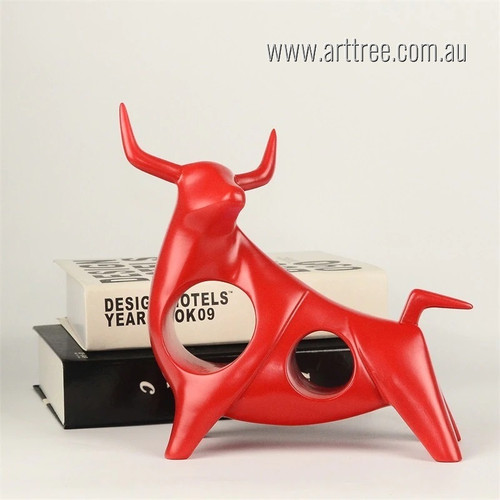 Red Bull Animal Resin Art Modern Contemporary Sculptures For Sale For Room Decor