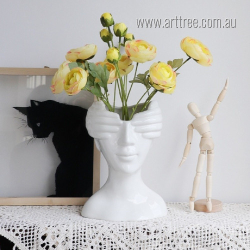 Face Flowerpot Figure Abstract Enamel & Ceramic Modern Sculpture For Living Room Decoration Ideas