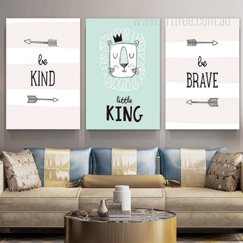 Be Brave Arrows Minimalist Typography 3 Panel Set Nursery Stretched Painting Photograph Canvas Print Home Wall Decoration