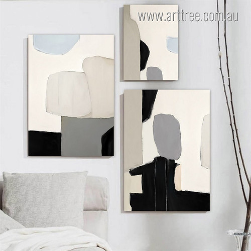 Rectangular Stains Abstract 3 Multi Panel Scandinavian Wall Painting Australia Set Photograph Rolled Geometric Stretched Canvas Print for Room Wall Getup