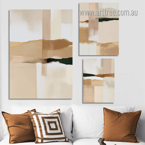 Curved Flaws Rectangles Modern Rolled Stretched Abstract 3 Multi Panel Large Wall Artwork Set Photograph Canvas Print for Room Onlay