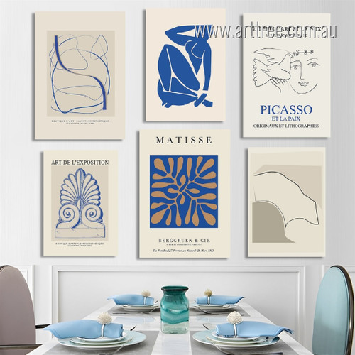 Nude Dona Mackle Lines Abstract Photograph Figure Scandinavian 6 Piece Set Rolled Canvas Print for Room Wall Art Equipment