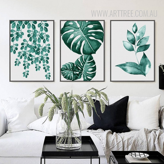 Refreshing Green Leaves 3 Piece Wall Decor