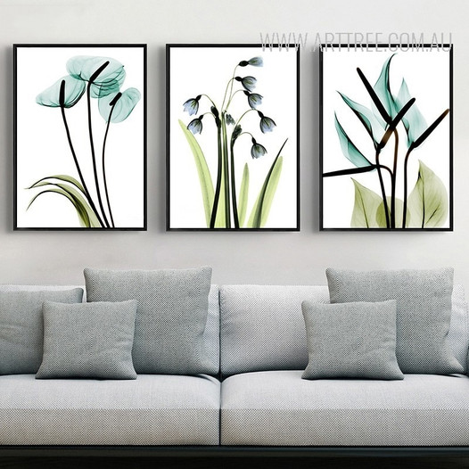 Transparent Bird of Paradise Common Bluebell Arum Lily Floral Wall Art