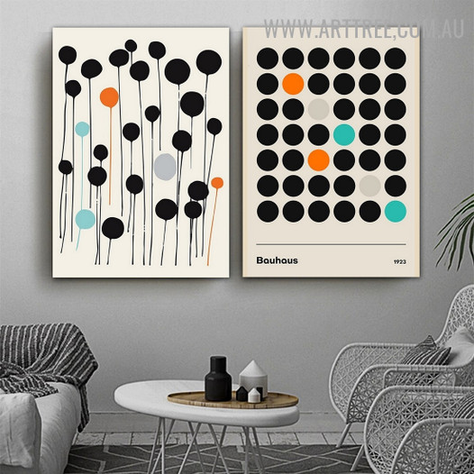 Streaks Orb Circles Modern Painting Image 2 Piece Abstract Geometric Canvas Print for Room Wall Decor