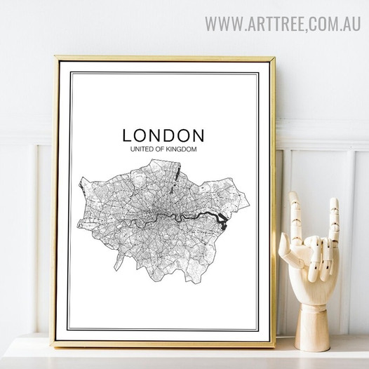 United Of Kingdom Abstract Map Artwork Modern Image Canvas Print for Room Wall Outfit