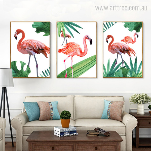 New Pink Flamingo Bird Digital Painting Print