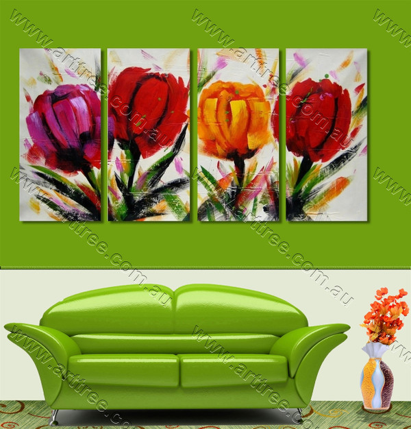 Colorful Roses Pattern Split Oil Painting
