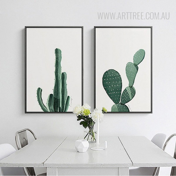 Abstract Watercolor Green Succulent Contemporary Botanical Print